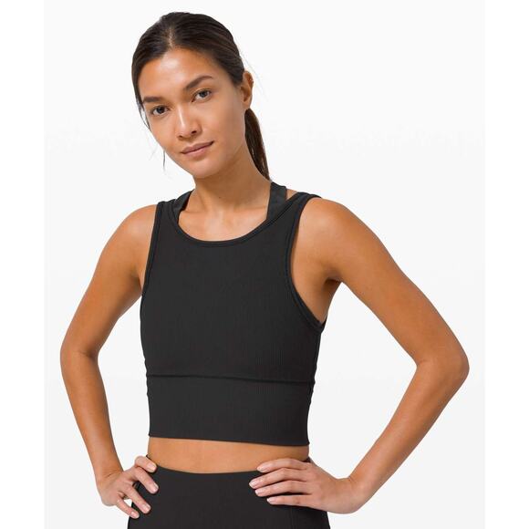 Lululemon‎ Black Ribbed High Neck Work Out Pivot Top 4 - Picture 1 of 6
